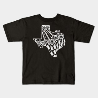 White Line Texas Mandala Zentangle State Outline Kids T-Shirt